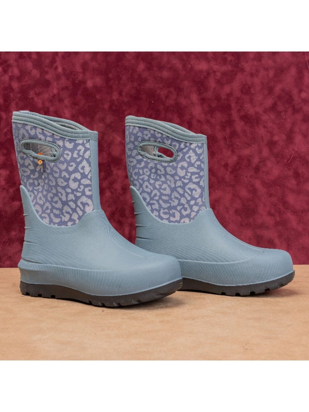 Bogs Youth Neo Classic II Waterproof Grey Blue Rubber Rain Boots size 6US EUR36